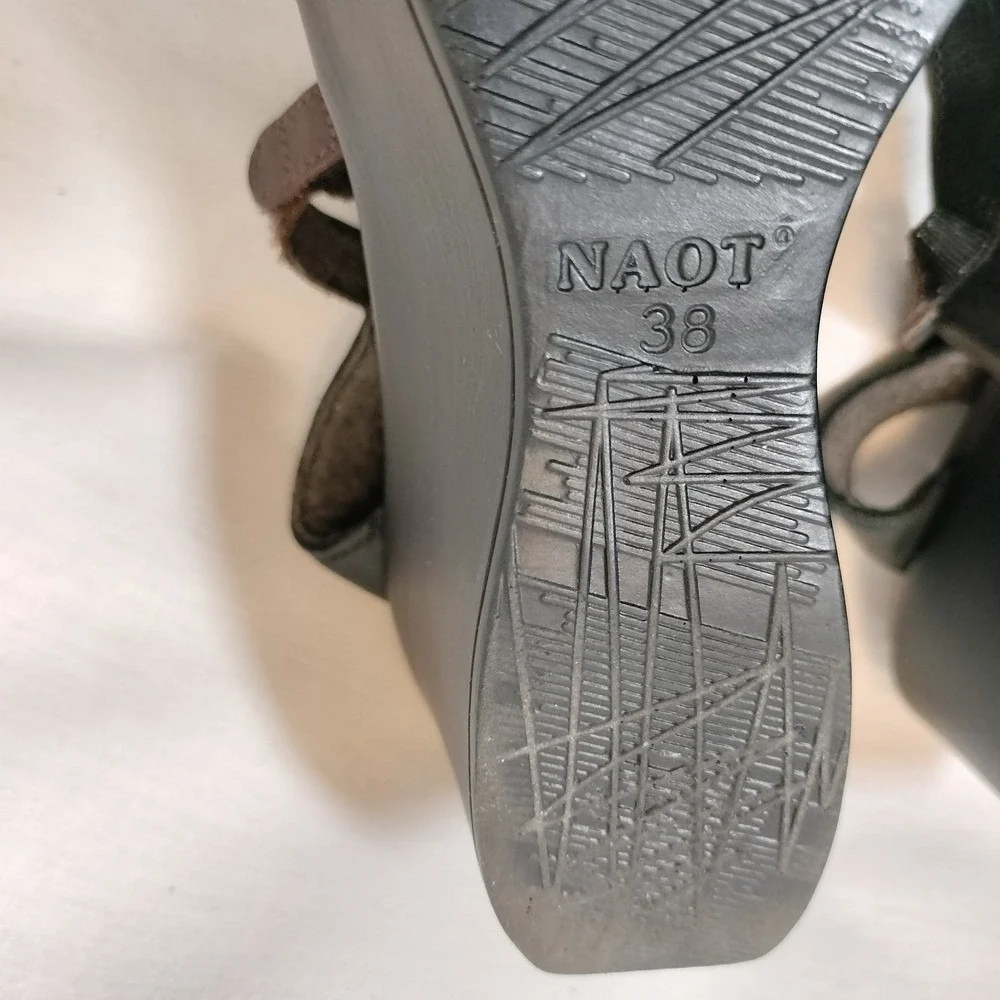 Naot Gesture Leather Strappy‎ Wedge Sandals
